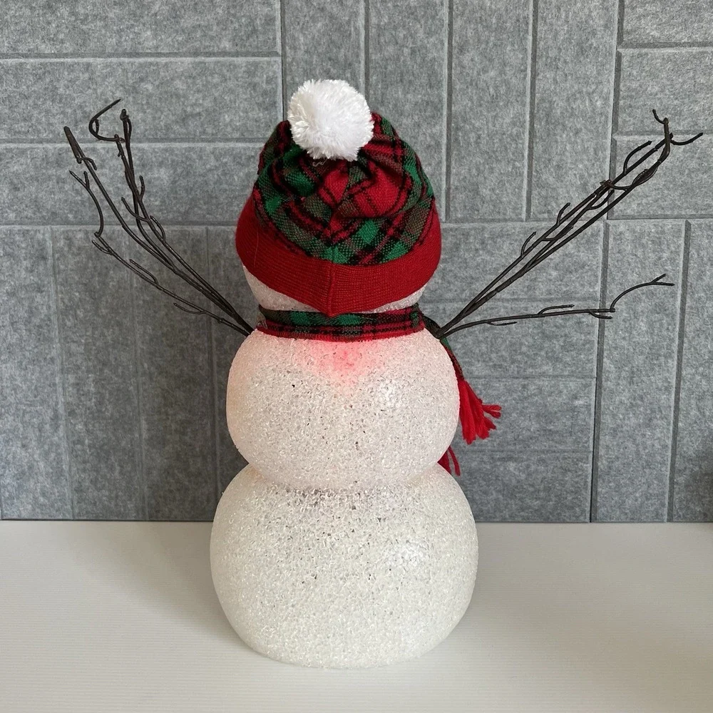 Vintage Melted Popcorn Snowman Color Changing Large 15